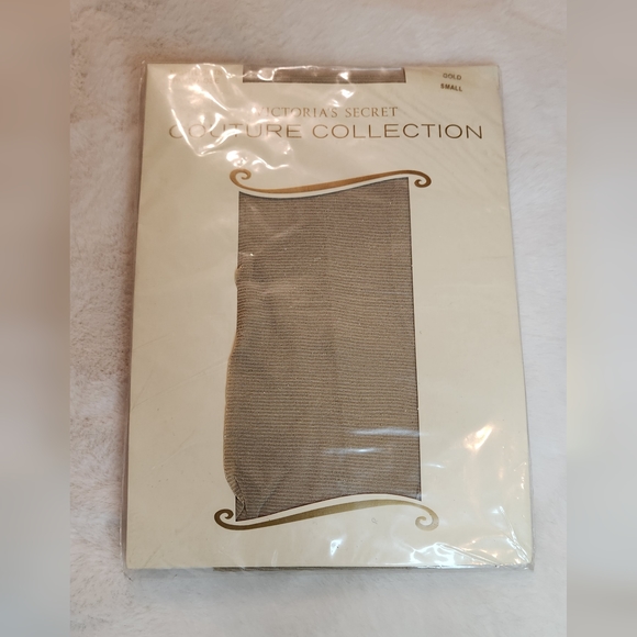 Victoria's Secret Couture Collection Nightlights Pantyhose Gold Metallic Size S - Picture 2 of 10
